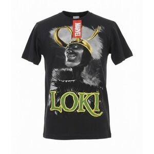 Marvel Loki T-Shirt‎ Black Graphic Tee Villain God of Mischief Menswear